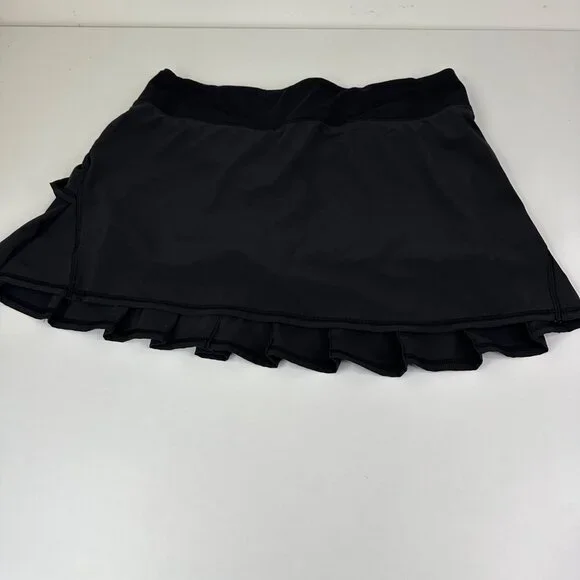 Lululemon Run Pace Setter Skirt Black Pickleball Tennis With Built-In Shorts 8 - Picture 4 of 9
